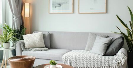 Minimalistic Lounge With Grey Sofa